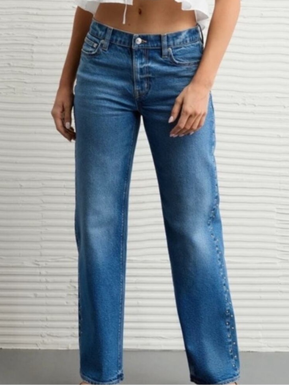American Eagle Gold Studded Stretch Stovepipe Denim Jeans Size 4 Short